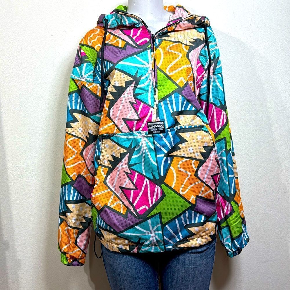 (N5) lenasso, multi-coloured printed water-resistant jacket, size S